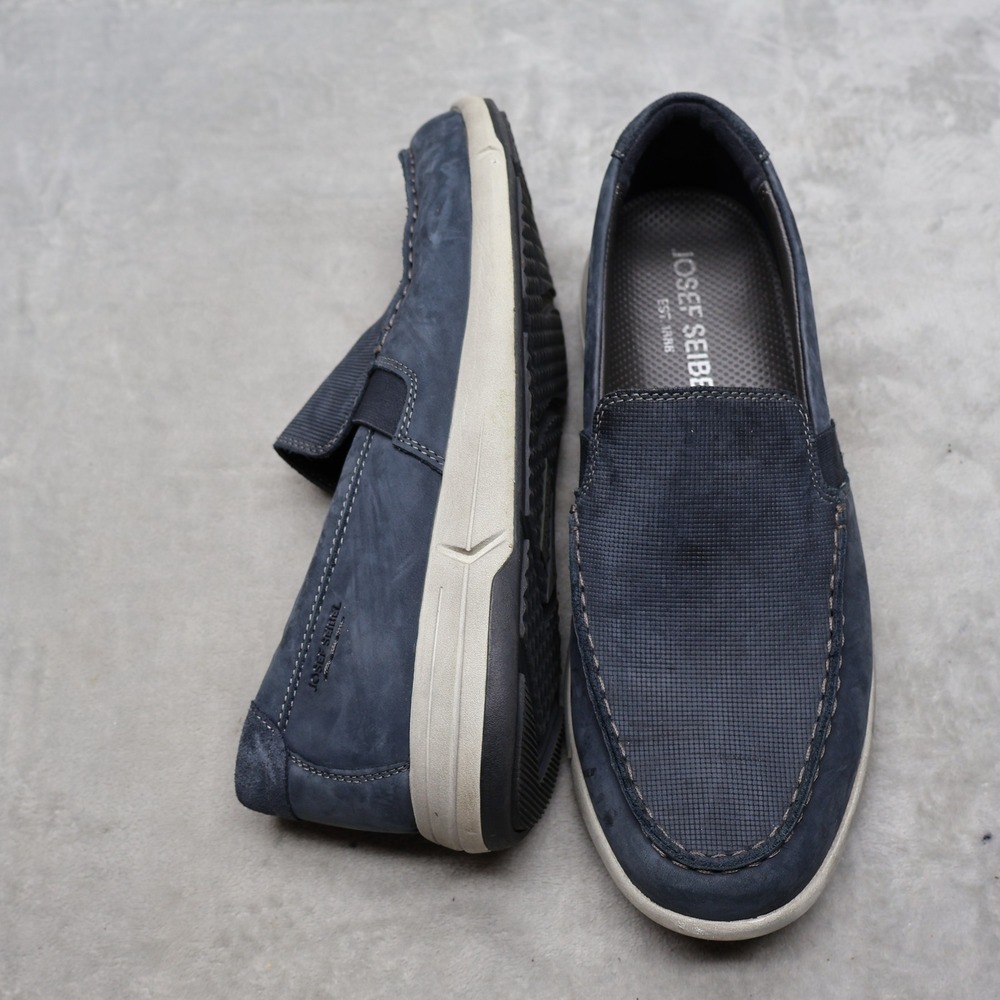 Josef Seibel Mens 12 Loafers Blue Nubuck Enrico 31 Slip On Casual Comfort EU46